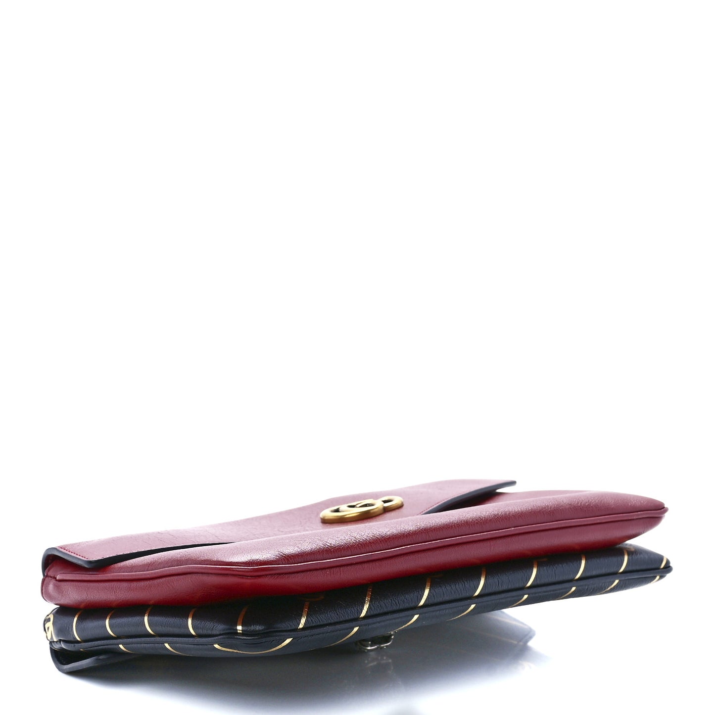Calfskin Diagonal GG Medium Thiara Double Envelope Shoulder Bag Black Red
