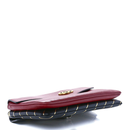 Gucci Calfskin Diagonal GG Medium Thiara Double Envelope Shoulder Bag Black Red 4 of 13