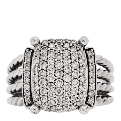 David Yurman Sterling Silver Diamond 16mm Wheaton Ring 62 10 1 of 6