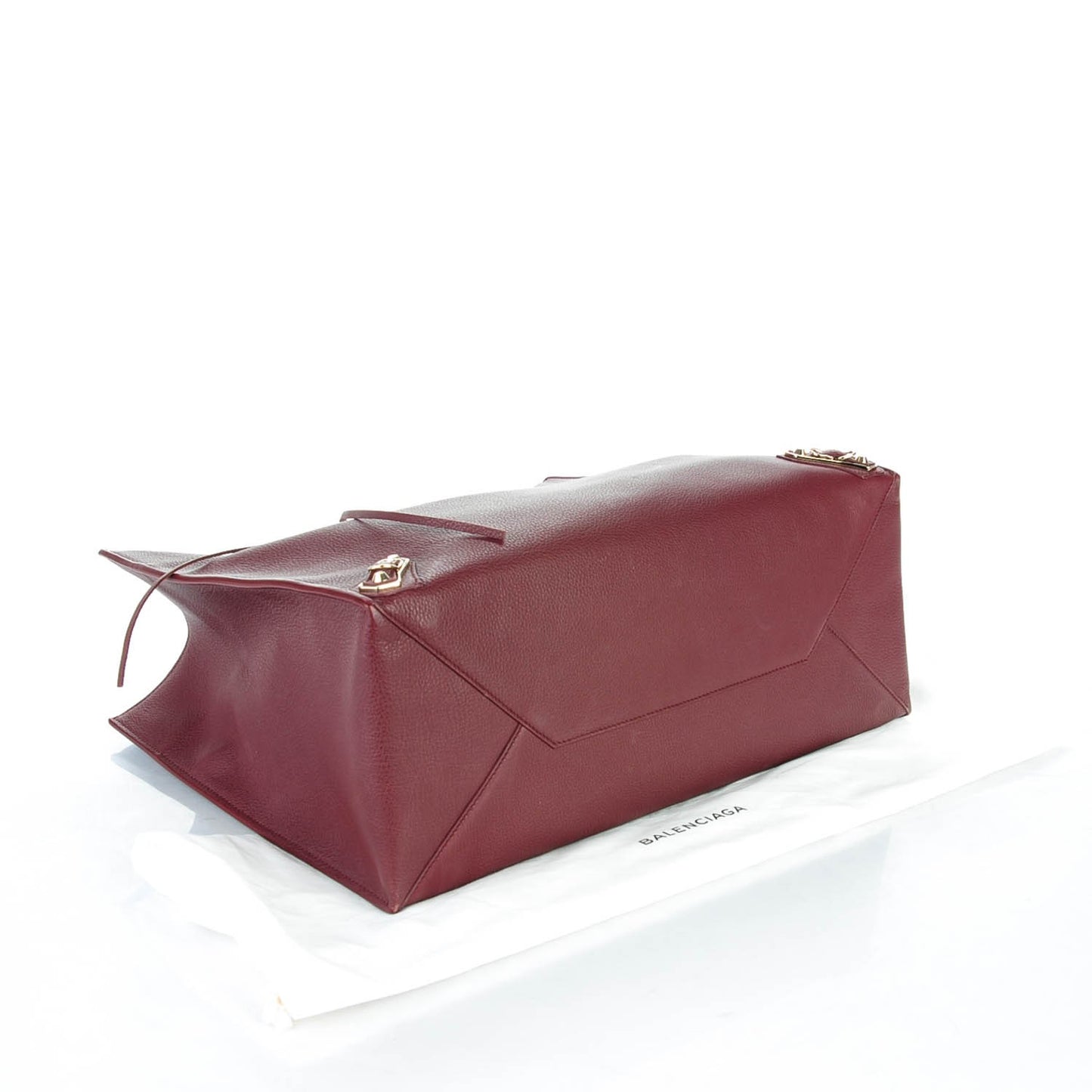 Grained Calfskin Gold Metallic Edge Hardware Papier A4 Tote Bordeaux
