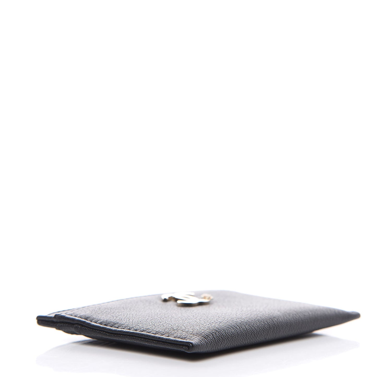 Calfskin Camellia Card Holder Black