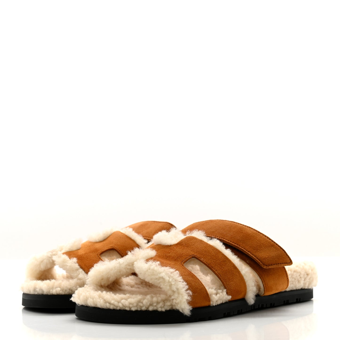 Suede Goatskin Woolskin Womens Chypre Sandals 37.5 Brun Fume Ecru