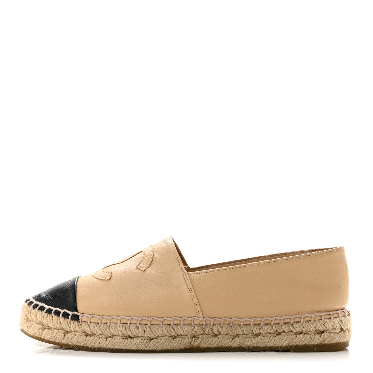 Chanel Lambskin CC Espadrilles 39 Beige Black 1 of 9