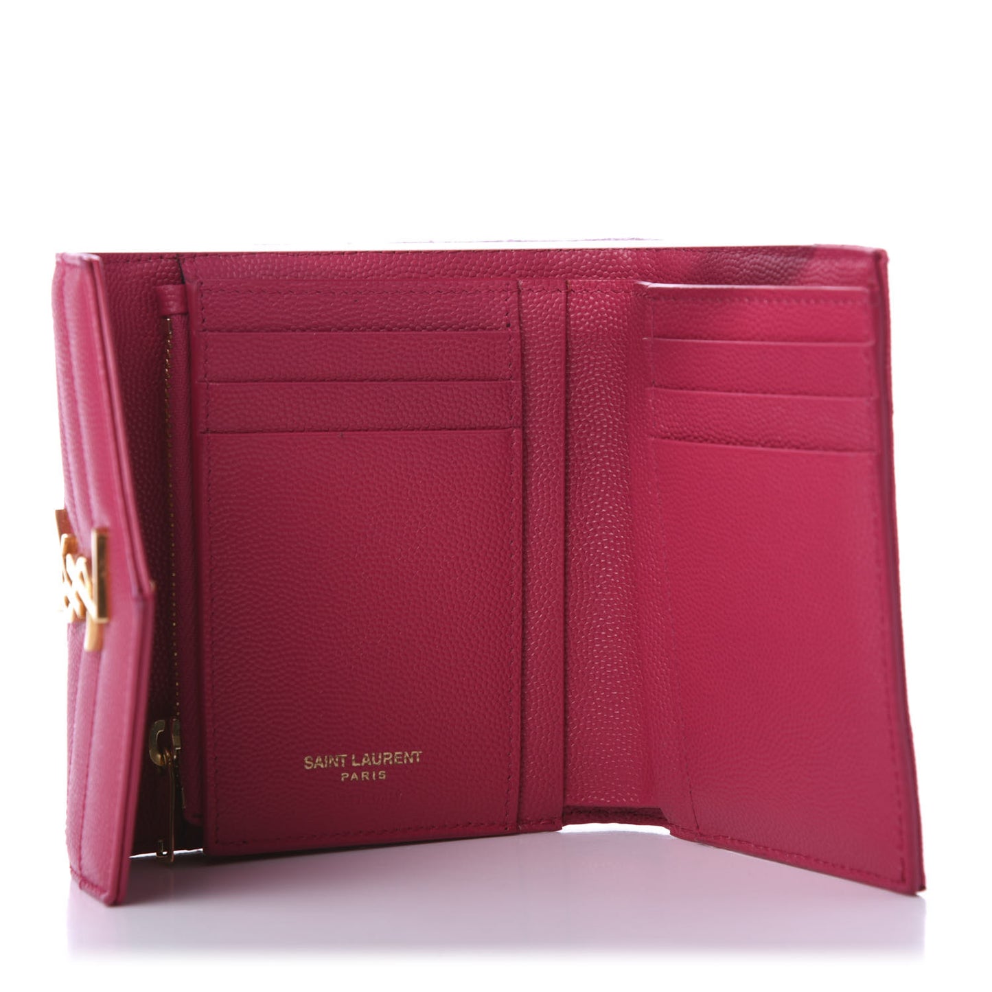 Grain De Poudre Matelasse Chevron Monogram Compact Tri Fold Wallet Bright Pink