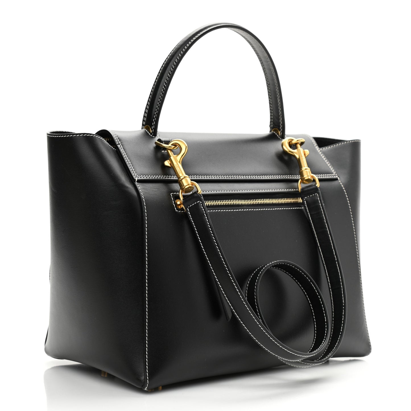 Smooth Calfskin Double Stitching Mini Belt Bag Black
