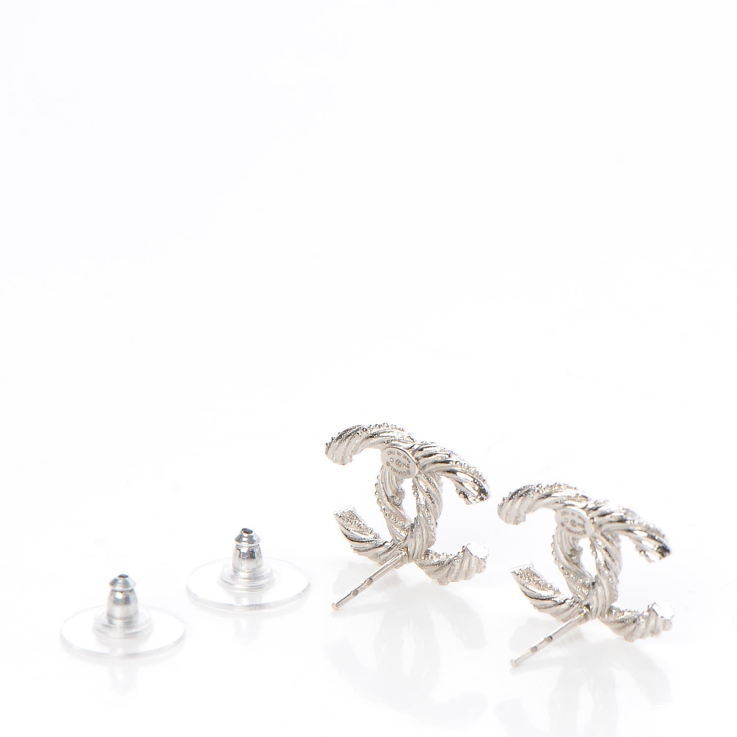 Chanel Crystal CC Twisted Earrings Silver 3 of 5