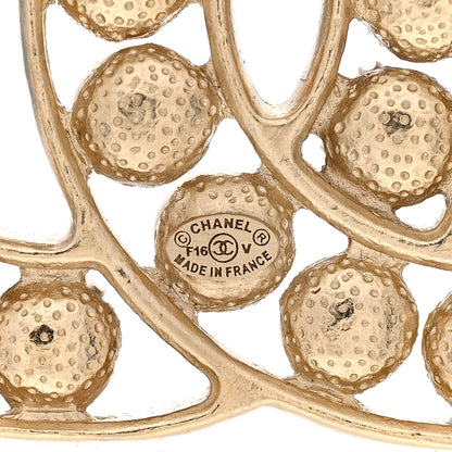 Chanel Pearl Crystal CC Brooch Gold Pearly White 4 of 4