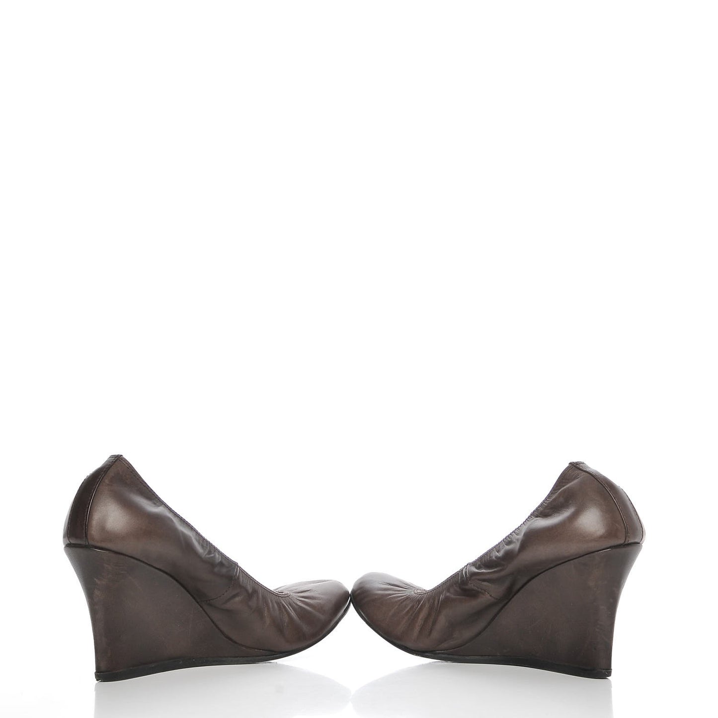 Veau Ballerina Wedges 39 Marron Fonce