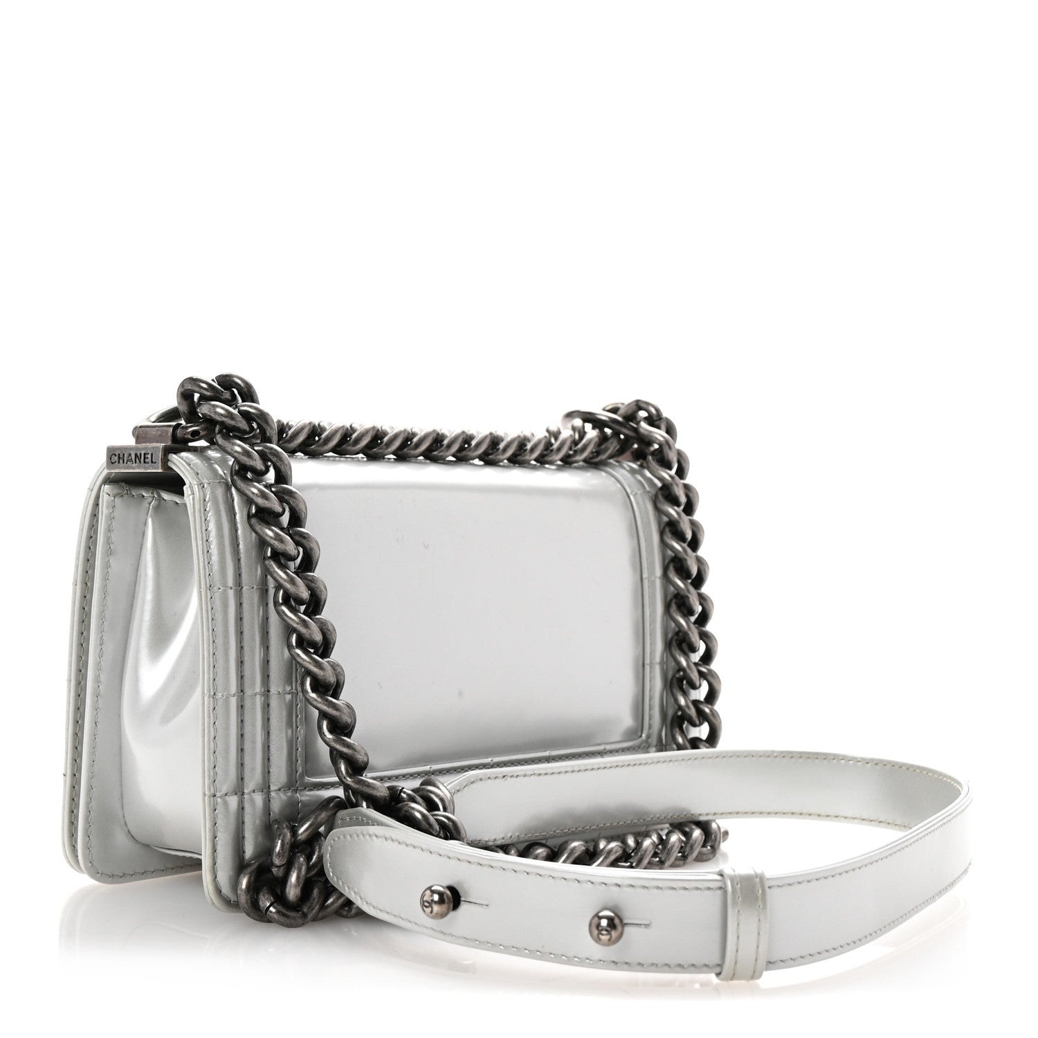 Chanel Iridescent Glazed Calfskin Small Boy Flap Silver 3 of 11