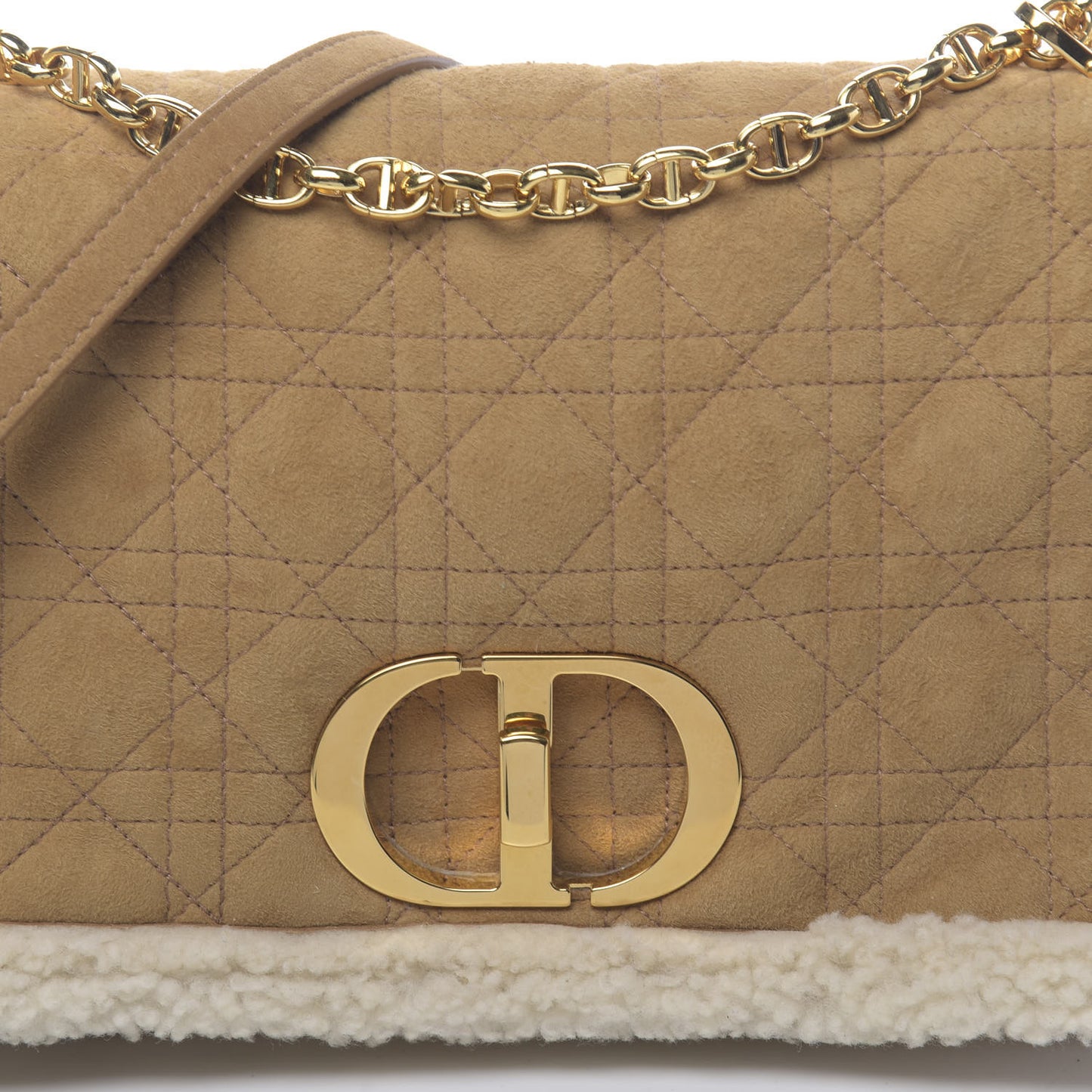 Shearling Cannage Large Caro Bag Camel