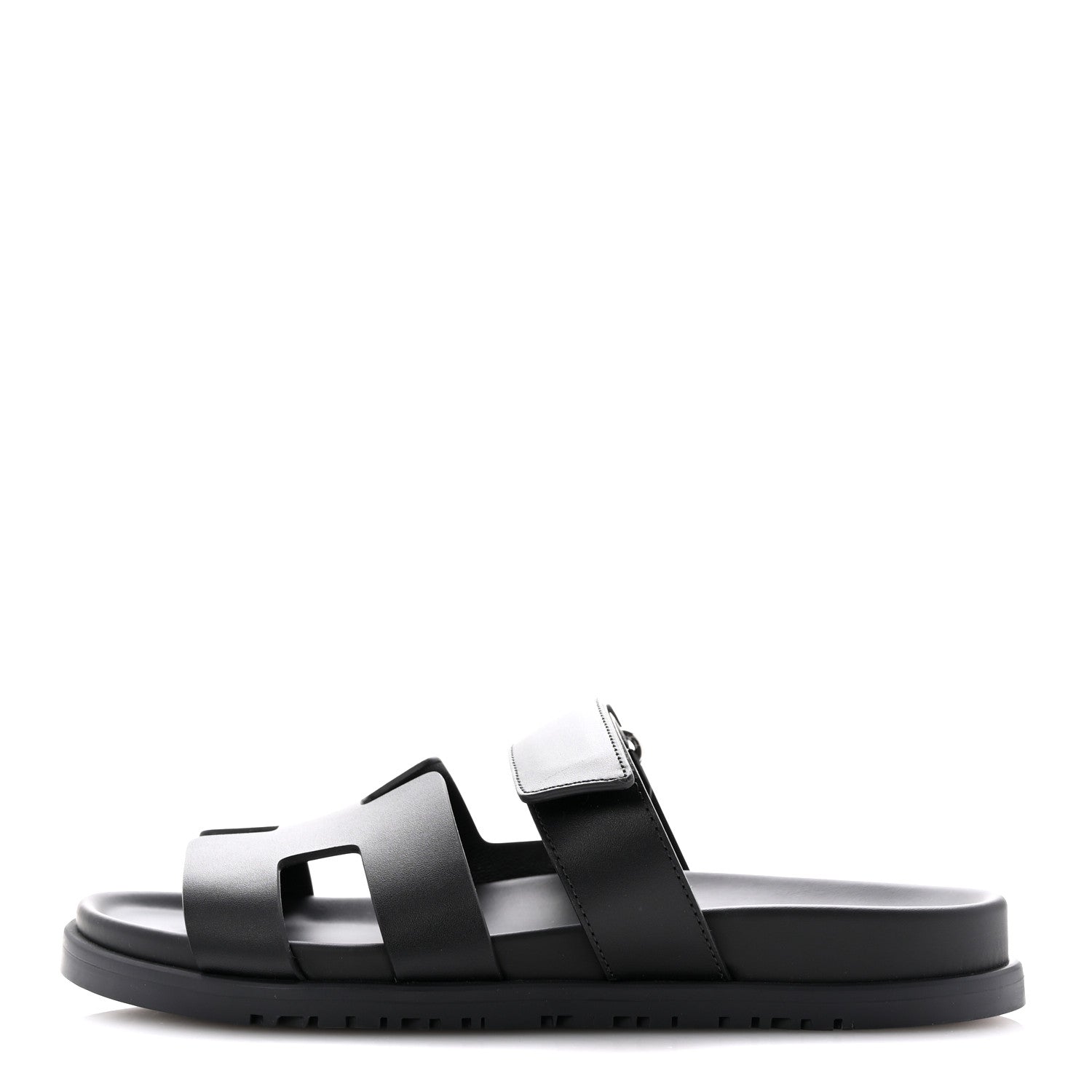 Hermes Calfskin Womens Chypre Sandals 38.5 Black 1 of 10