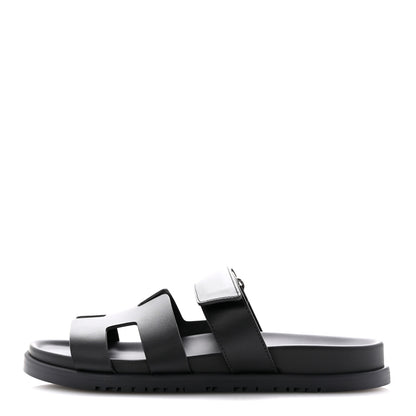 Hermes Calfskin Womens Chypre Sandals 38.5 Black 1 of 10