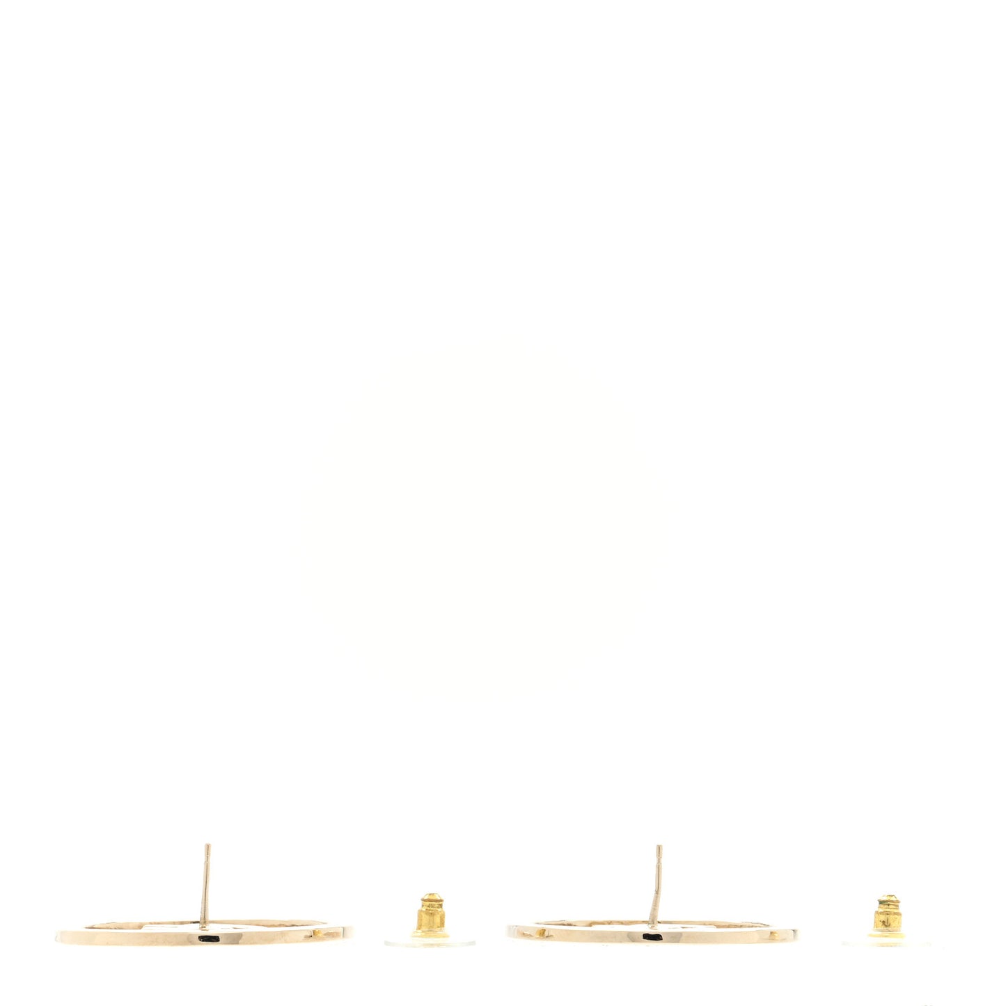 Metal Crystal CC Round Drop Earrings Gold