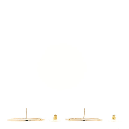 Chanel Metal Crystal CC Round Drop Earrings Gold 3 of 4