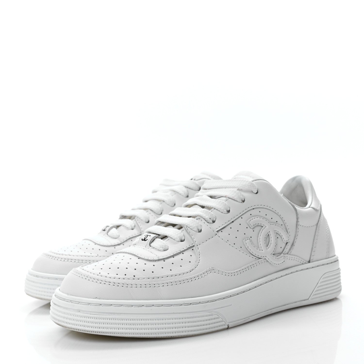 Chanel Calfskin CC Womens Sneakers 36 White 3 of 9