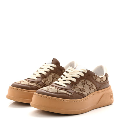 Gucci Calfskin GG Monogram Womens Platform 55mm Sneakers 35.5 Hezelnut Beige Ebony Mystic White 4 of 10