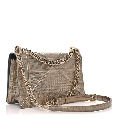 Christian Dior Metallic Patent Micro-Cannage Medium Diorama Flap Bag Gold 3 of 10