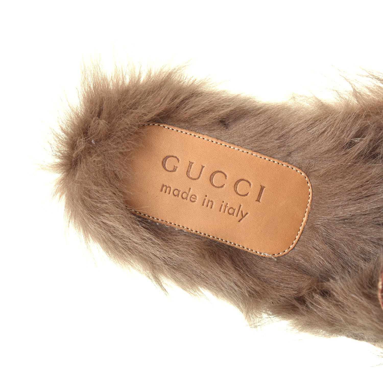 Gucci GG Monogram Fur Mens Princetown Slippers 7 Beige Ruggine Rust 7 of 8