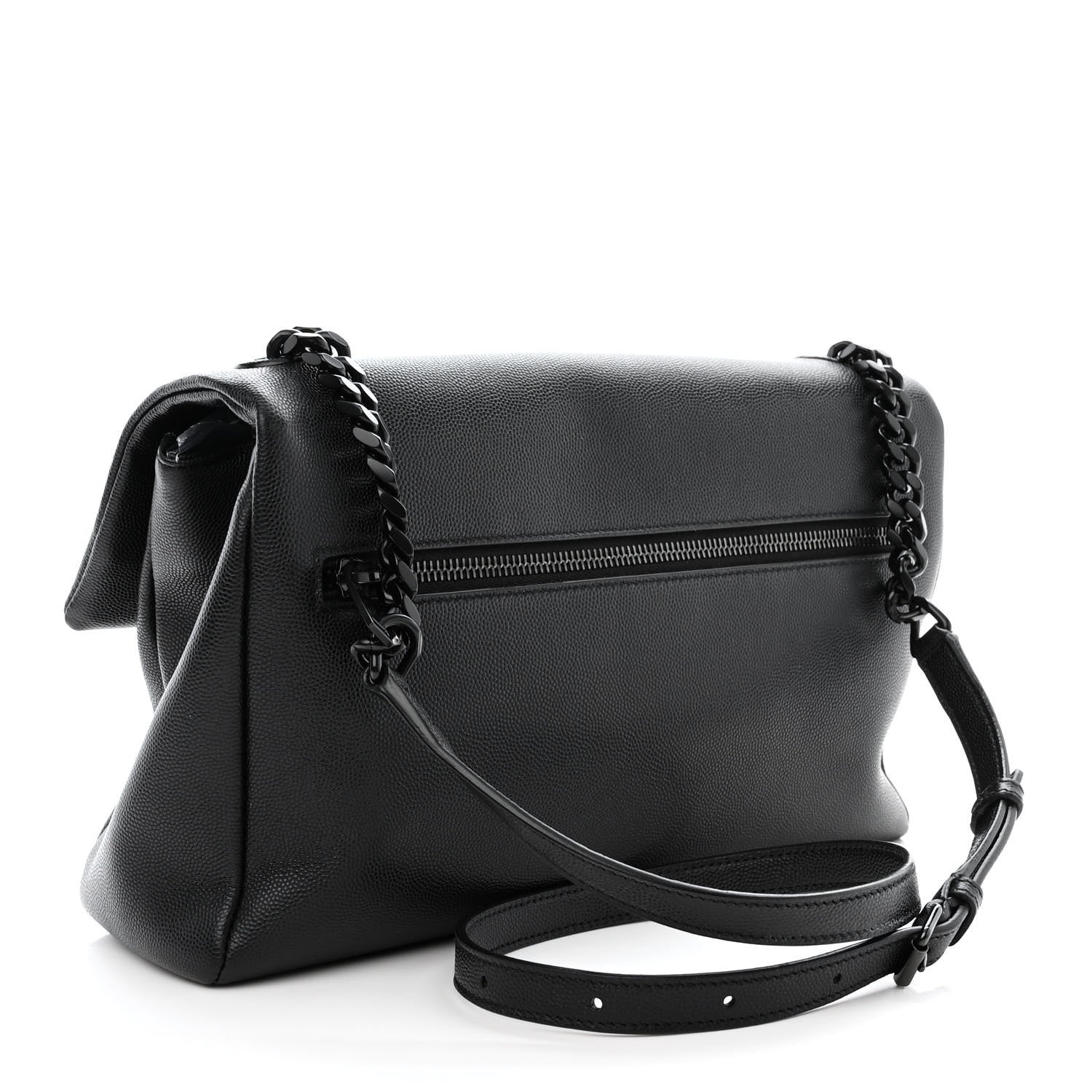 Saint Laurent Grain De Poudre Medium West Hollywood Monogram Fold-Over Black 3 of 10