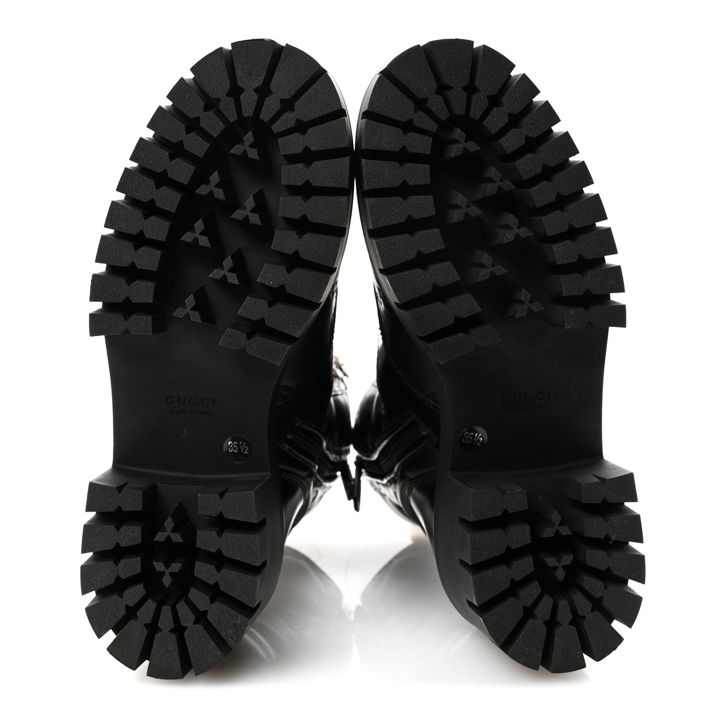 Cordovan Lux Nappa GG Matelasse Lace Up 60mm Combat Boots 35.5 Black
