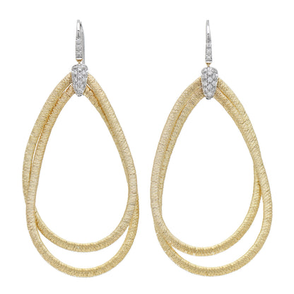 Marco Bicego 18K Yellow White Gold Diamond Large Cairo Drop Earrings 1 of 4