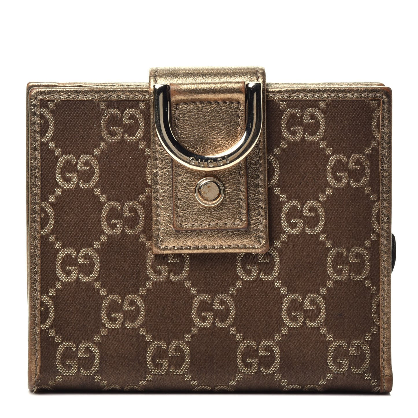 Metallic Monogram Abbey Compact Wallet Gold