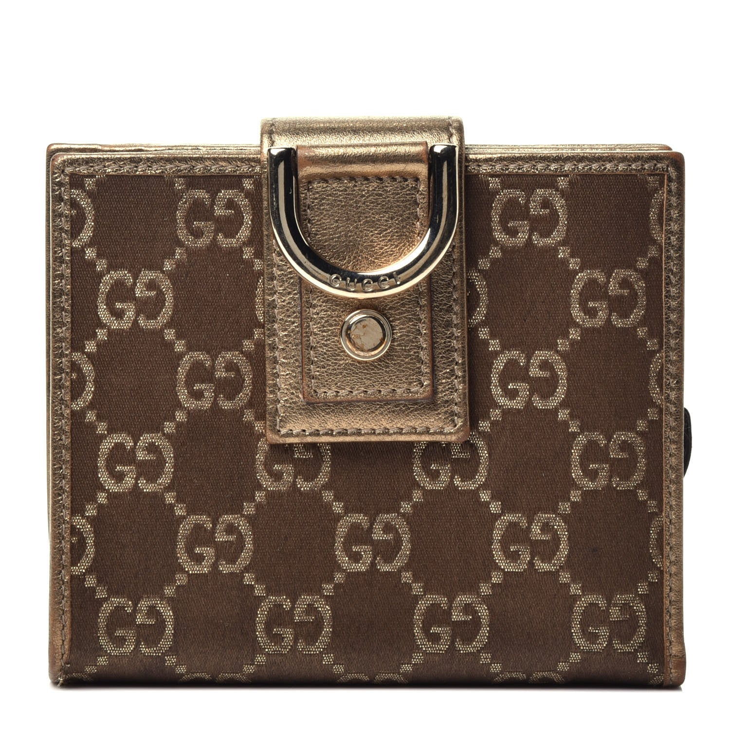 Gucci Metallic Monogram Abbey Compact Wallet Gold 1 of 7