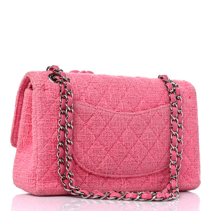 Chanel Tweed Crystal Bead Flower Embellished Quilted Medium Double Flap Pink 3 of 12