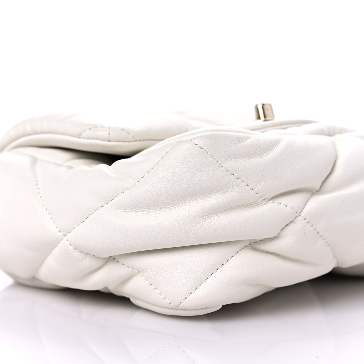 Calfskin Quilted Mini Square Bubbly Flap White