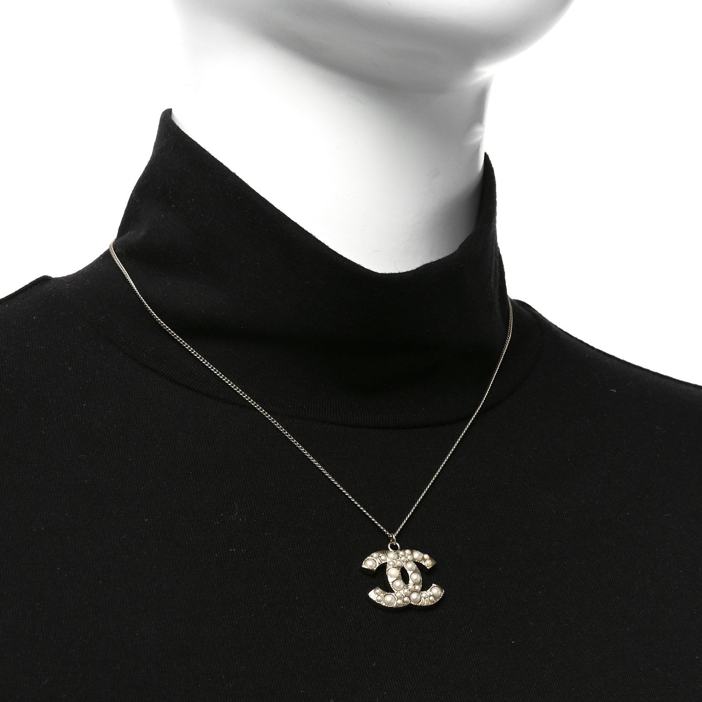 Pearl CC Pendant Necklace Gold