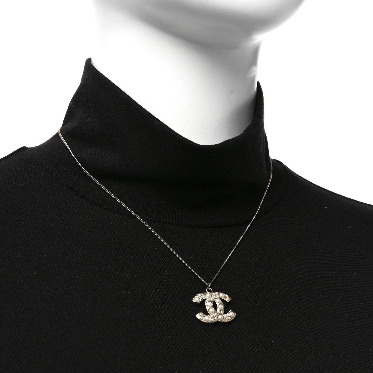 Chanel Pearl CC Pendant Necklace Gold 2 of 4