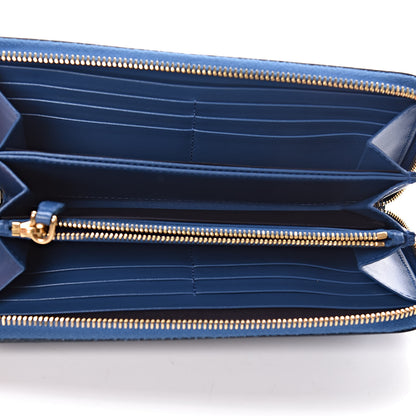 Prada Saffiano Vernice Zip Around Wallet Azzurro 5 of 7