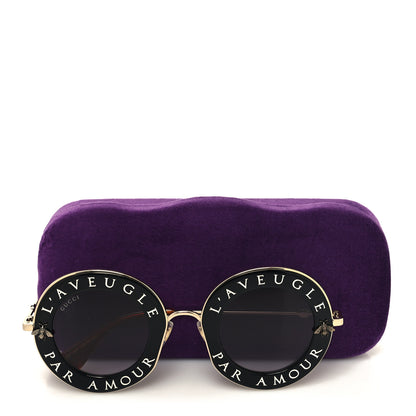 Gucci Metal L'Aveugle Par Amour Round Frame Sunglasses GG0113S Black 5 of 8