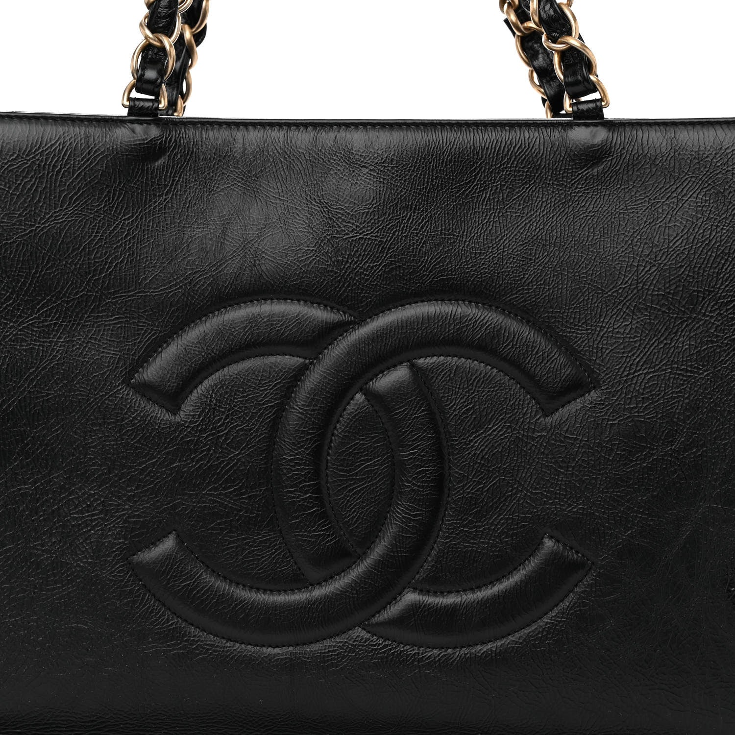 Chanel Shiny Aged Calfskin Shopping Bag Black 8 of 10