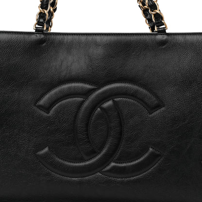 Chanel Shiny Aged Calfskin Shopping Bag Black 8 of 10
