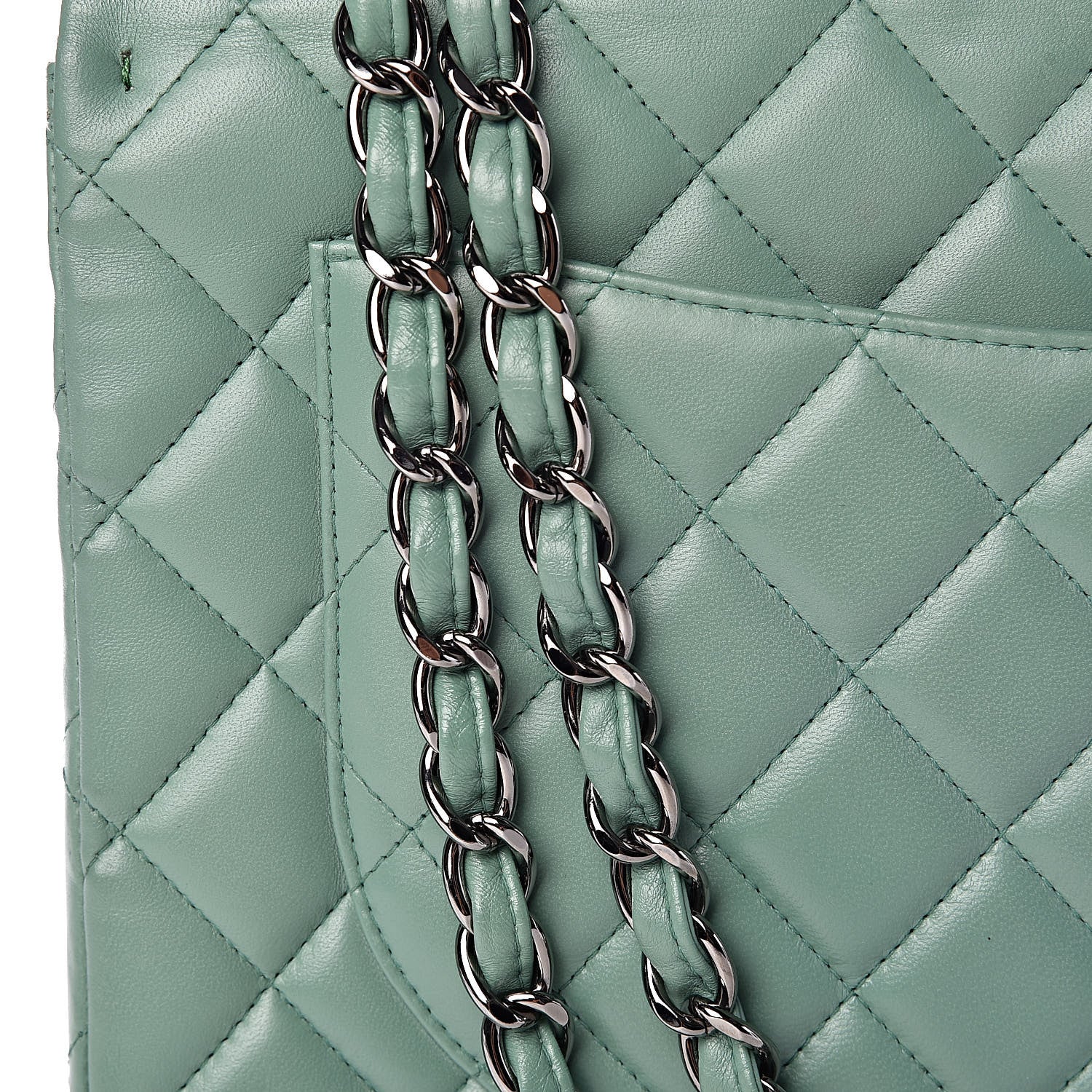 Chanel Lambskin Quilted Maxi Single Flap Green 13 of 16
