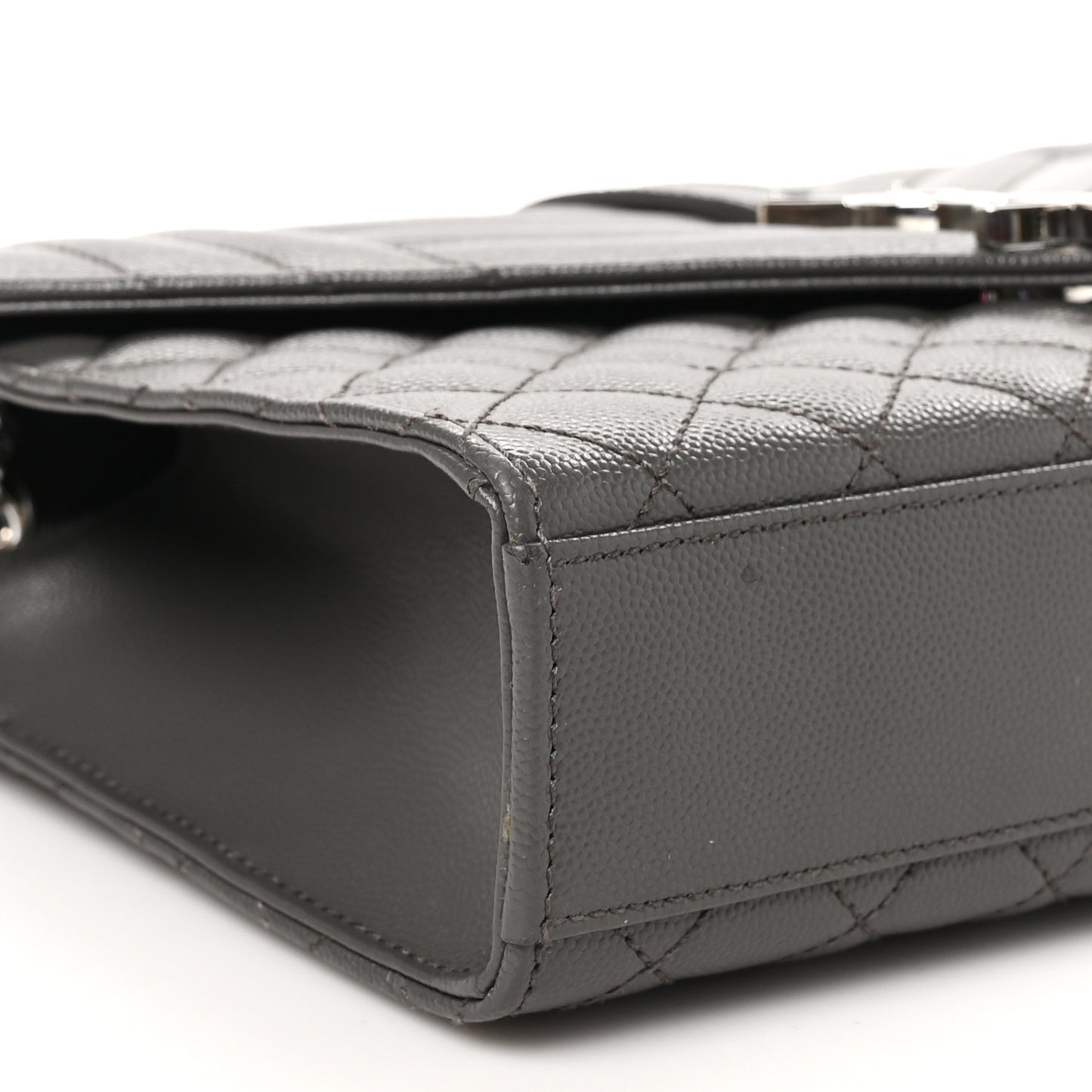 Grain De Poudre Textured Mixed Matelasse Medium Triquilt Monogram Satchel Earth