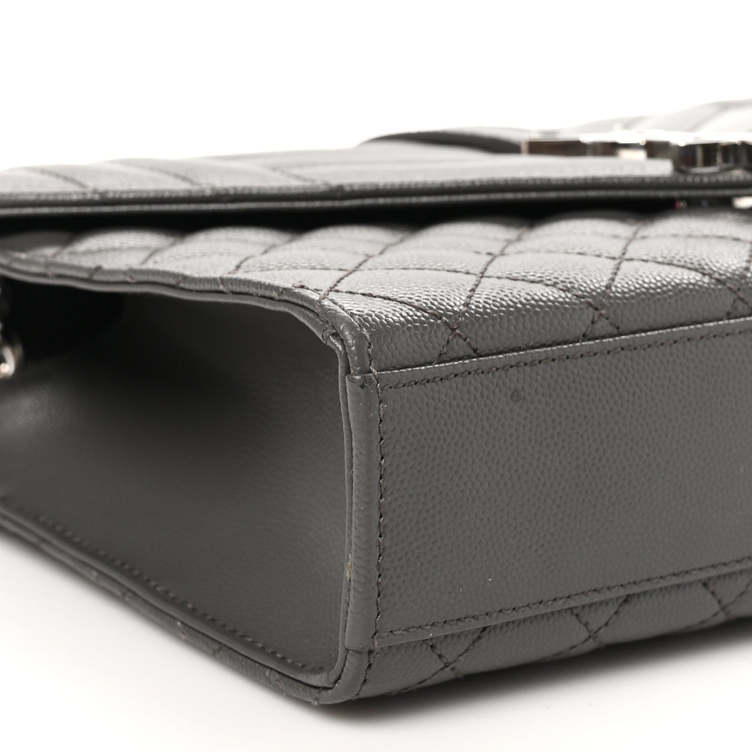Saint Laurent Grain De Poudre Textured Mixed Matelasse Medium Triquilt Monogram Satchel Earth 8 of 9