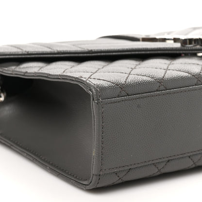 Saint Laurent Grain De Poudre Textured Mixed Matelasse Medium Triquilt Monogram Satchel Earth 8 of 9