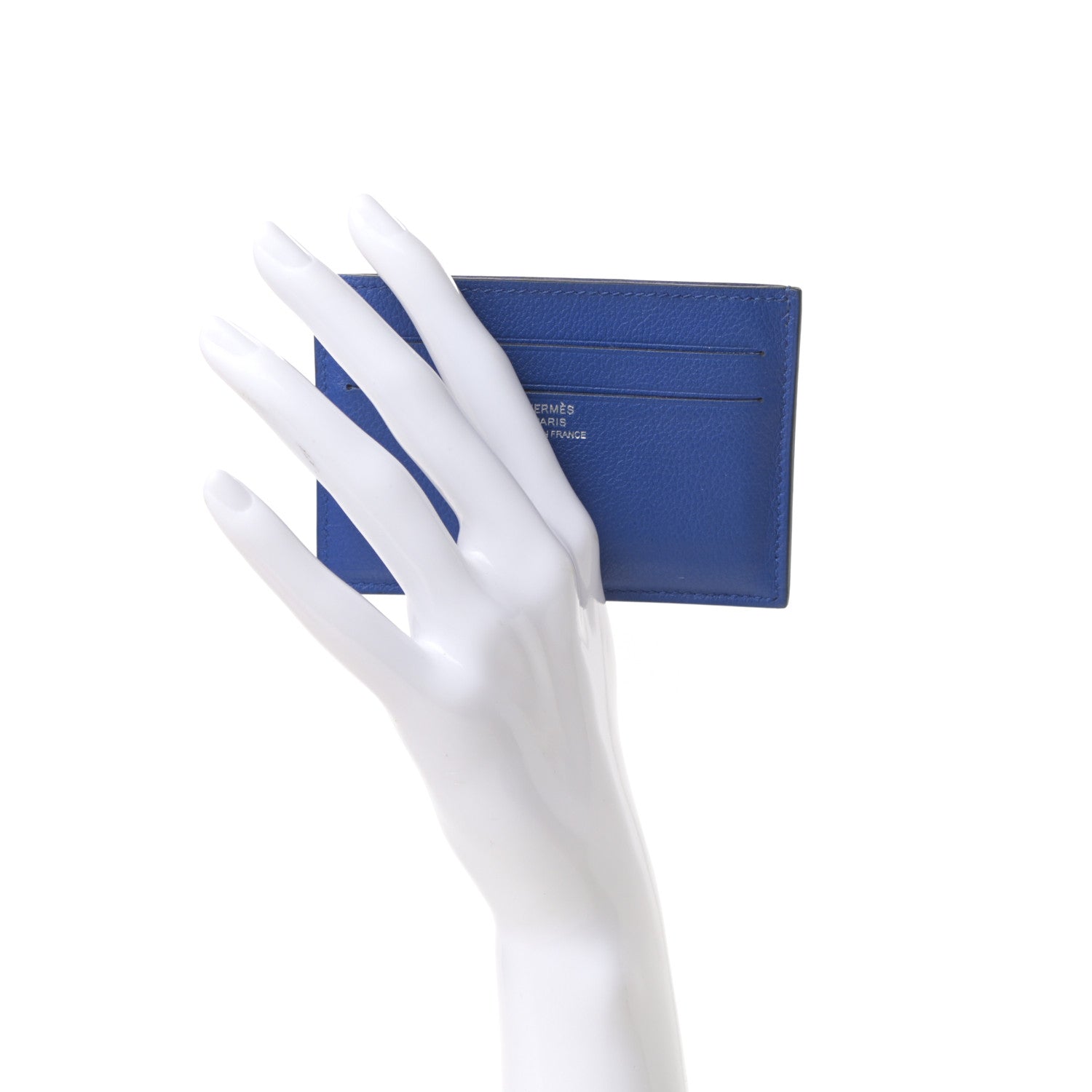 Hermes Evercolor Citizen Twill Card Case Bleu Royal Celeste Orange Poppy 2 of 7