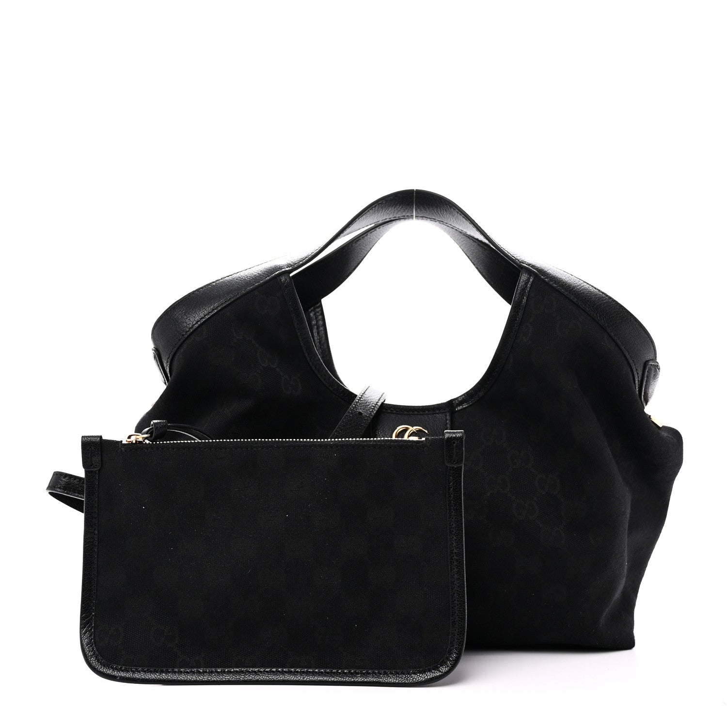 Gucci Denim GG Monogram Web Small Giglio Tote Black 3 of 10