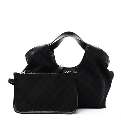 Gucci Denim GG Monogram Web Small Giglio Tote Black 3 of 10