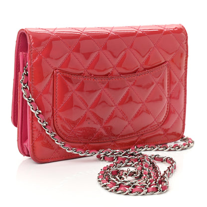 Chanel Patent Calfskin Quilted Wallet On Chain WOC Pink 3 of 15