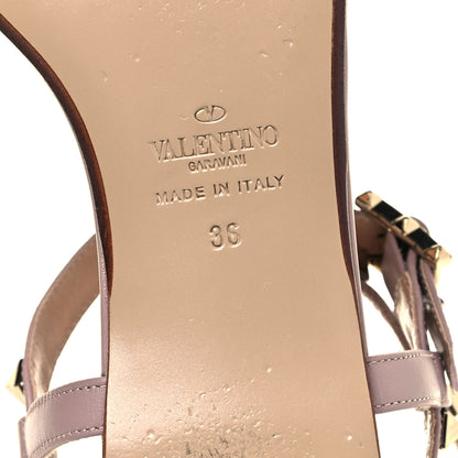 Valentino Garavani Calfskin Rockstud Ankle T-Strap Flat Sandals 36 Poudre 6 of 7
