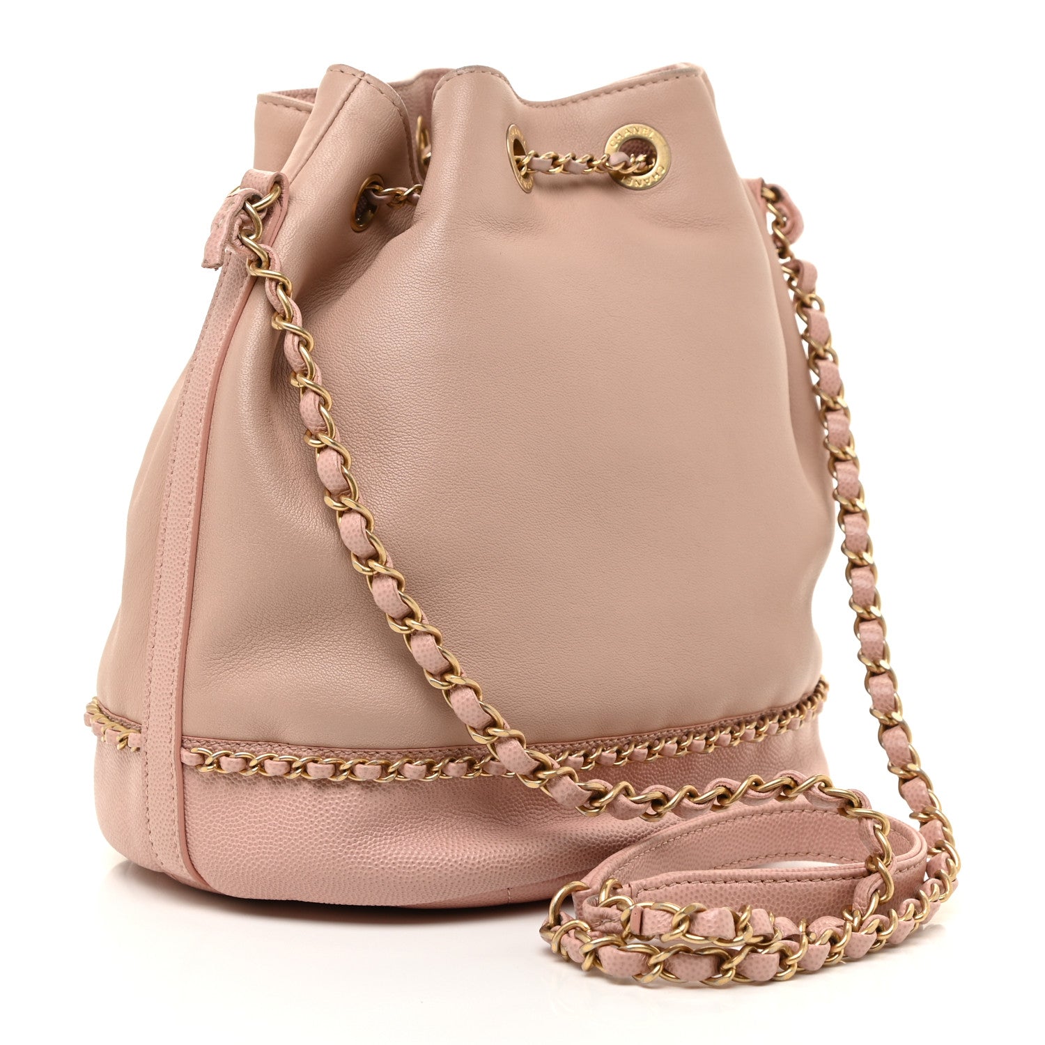 Chanel Lambskin Caviar Lovely Chains Drawstring Bag Pink 3 of 16