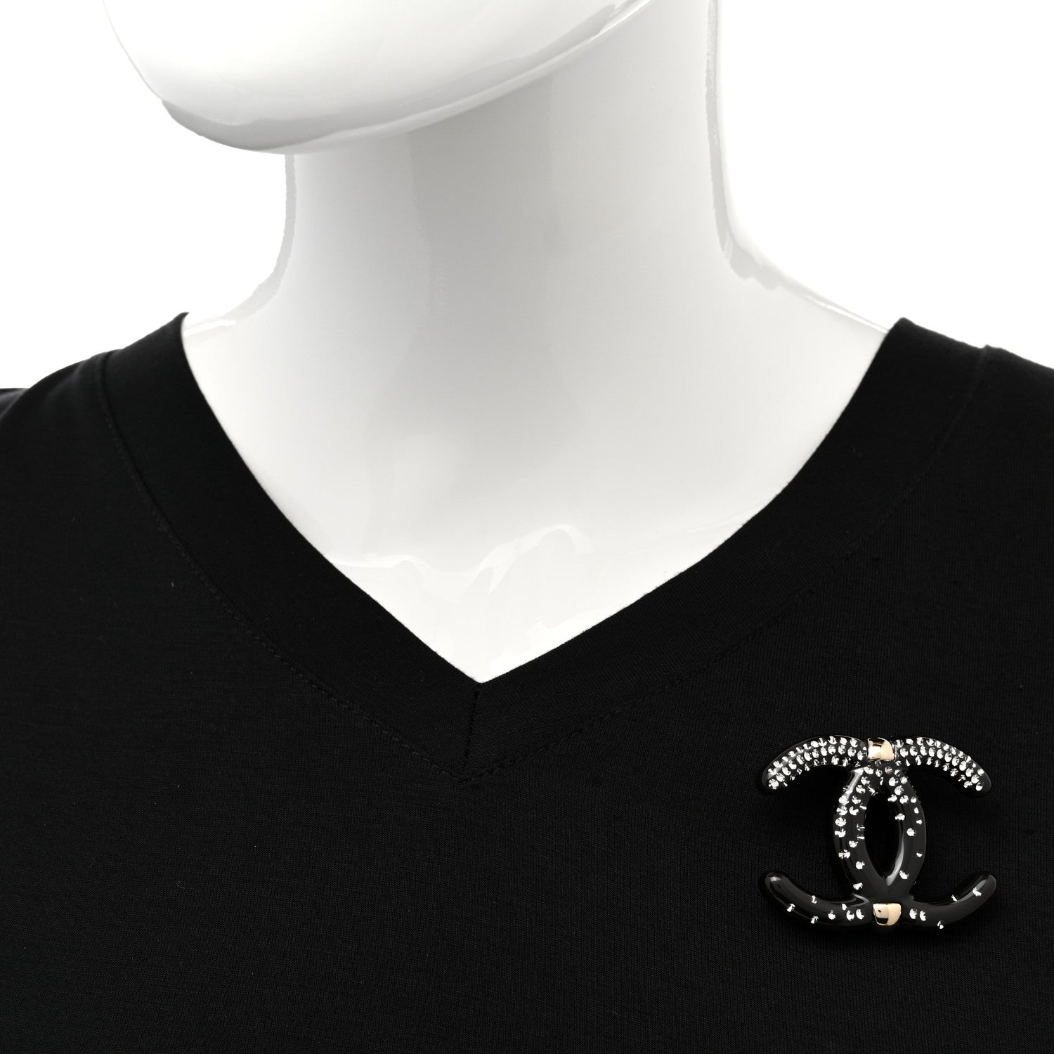 Chanel Resin Crystal CC Brooch Gold Black 2 of 5