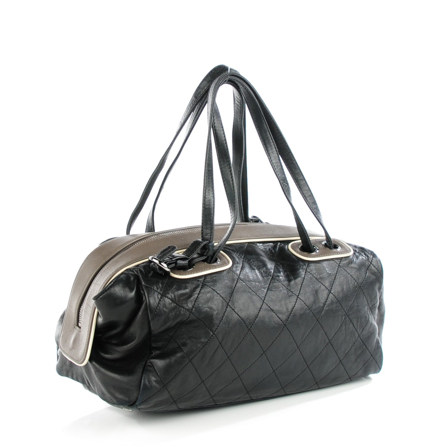 Lambskin Quilted Country Club Bowler Black