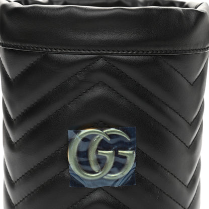 Gucci Calfskin Matelasse Mini GG Marmont 2.0 Bucket Bag Black 8 of 11