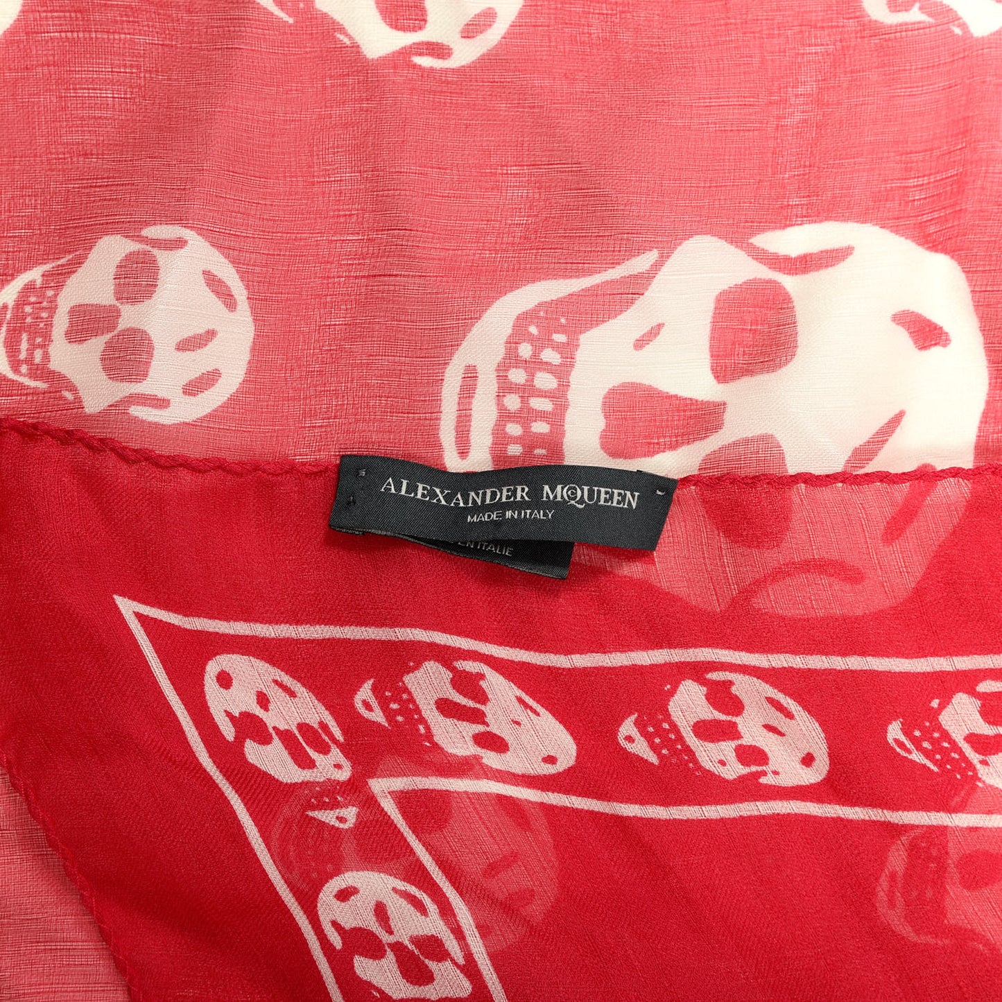Silk Chiffon Skull Scarf Red White