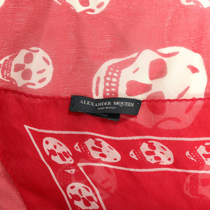 Alexander McQueen Silk Chiffon Skull Scarf Red White 3 of 3